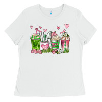 White botanic coffee cups Ladies Tee - AdoDesignShop