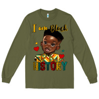 Army Green i am black history black boy Long Sleeve Tee - HRA Design Shop