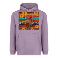 Lavender western horse and sunflowers cowhide leopard with aztec Heavyweight Hoodie - Artiststas