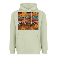 Western Horse And Sunflowers Cowhide Leopard With Aztec Heavyweight Hoodie | Teevron