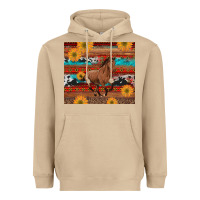 Mushroom western horse and sunflowers cowhide leopard with aztec Heavyweight Hoodie - Artiststas