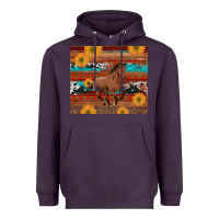Plum western horse and sunflowers cowhide leopard with aztec Heavyweight Hoodie - Artiststas