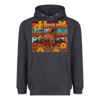 Smoke western horse and sunflowers cowhide leopard with aztec Heavyweight Hoodie - Artiststas