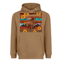Toasted Coconut western horse and sunflowers cowhide leopard with aztec Heavyweight Hoodie - Artiststas