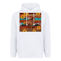 White western horse and sunflowers cowhide leopard with aztec Heavyweight Hoodie - Artiststas