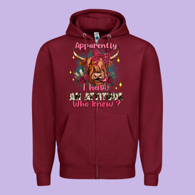 Apparently I Have An Attitude Who Knew Zipper Hoodie Designed By Jahusdesignshop