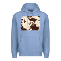Colony Blue brown cowhide background Premium Hoodie - NancyCooperArtShop