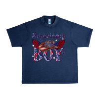 Navy American boy with cowboy Urban Heavy Tee - texasbilliewilder