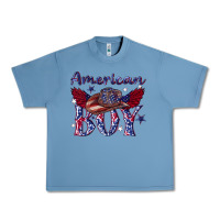 Pebble Blue American boy with cowboy Urban Heavy Tee - texasbilliewilder