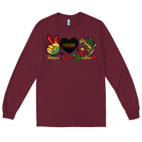 Burgundy peace love juneteenth 1865 Long Sleeve Tee - HRA Design Shop