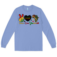 Colony Blue peace love juneteenth 1865 Long Sleeve Tee - HRA Design Shop