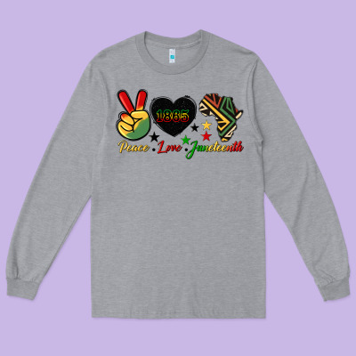 Peace Love Juneteenth 1865 Long Sleeve Tee Designed By Hra Design Shop