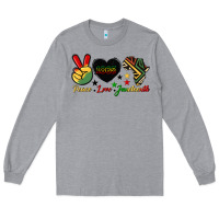 Heather Grey peace love juneteenth 1865 Long Sleeve Tee - HRA Design Shop