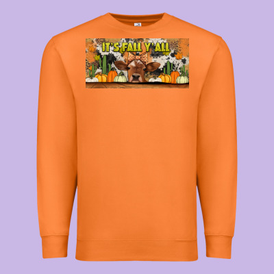 It's Fall Y'all Cow Premium Sweatshirt Designed By Jasminsmagicworld
