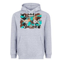 Western Cowhide Turquoise And Wood Background Heavyweight Hoodie | Teevron