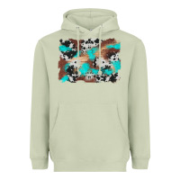 Matcha western cowhide turquoise and wood background Heavyweight Hoodie - Artiststas