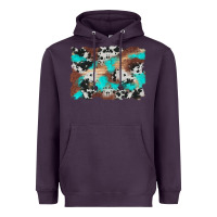 Plum western cowhide turquoise and wood background Heavyweight Hoodie - Artiststas
