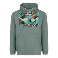 Sage western cowhide turquoise and wood background Heavyweight Hoodie - Artiststas