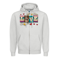 Dove Grey love dog Zipper Hoodie - AdoDesignShop