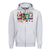 Heather Grey love dog Zipper Hoodie - AdoDesignShop
