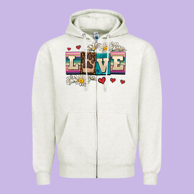 Love Dog Zipper Hoodie Designed By Adodesignshop