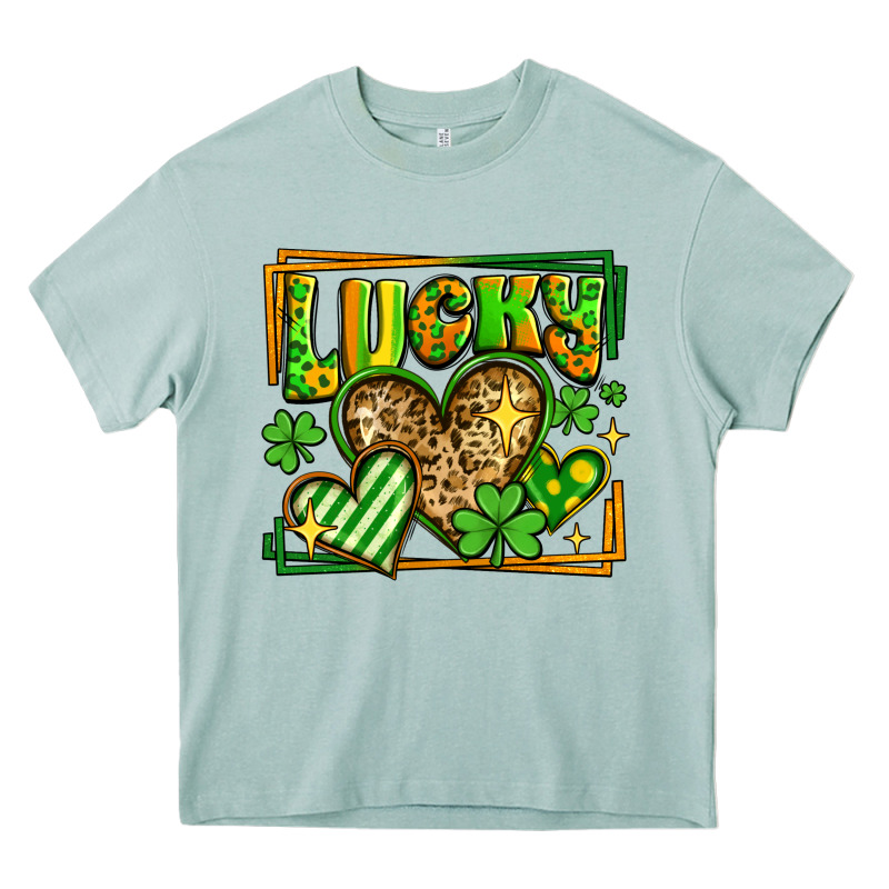 Lucky St Patricks Day Hearts Heavy Core Tee by LillyAllenDesigns | Teevron