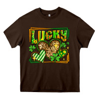 Chocolate Brown lucky st patricks day hearts Heavy Core Tee - LillyAllenDesigns