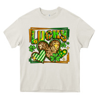Cream lucky st patricks day hearts Heavy Core Tee - LillyAllenDesigns