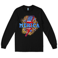 Black Merica lightning bolt Long Sleeve Tee - Neo Western