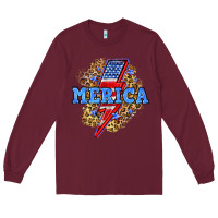 Burgundy Merica lightning bolt Long Sleeve Tee - Neo Western