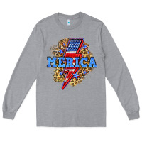 Heather Grey Merica lightning bolt Long Sleeve Tee - Neo Western