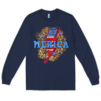 Navy Merica lightning bolt Long Sleeve Tee - Neo Western