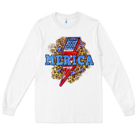 White Merica lightning bolt Long Sleeve Tee - Neo Western