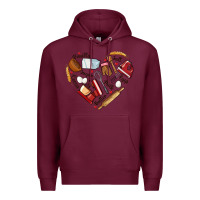 Burgundy bake tools hearts Premium Hoodie - NancyCooperArtShop