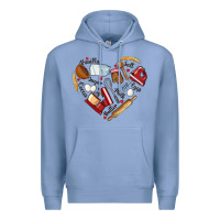 Colony Blue bake tools hearts Premium Hoodie - NancyCooperArtShop