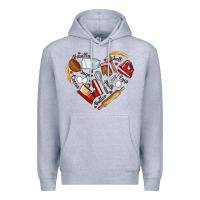 Heather Grey bake tools hearts Premium Hoodie - NancyCooperArtShop