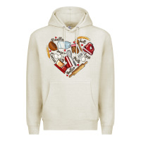 Oatmeal Heather bake tools hearts Premium Hoodie - NancyCooperArtShop