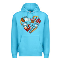 Ocean Blue bake tools hearts Premium Hoodie - NancyCooperArtShop