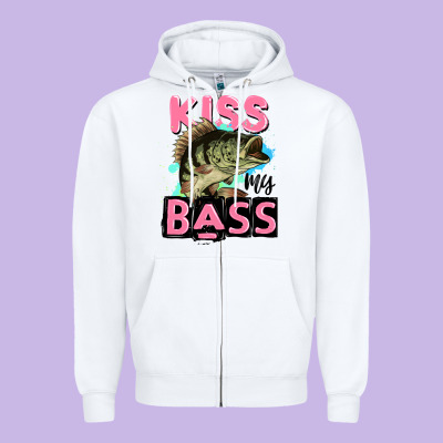 Kiss My Bass Zipper Hoodie Designed By Jahusdesignshop