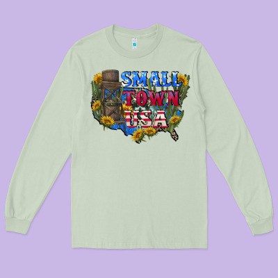 Small Town Usa 4th Of July Long Sleeve Tee Designed By Cowgirlartshop