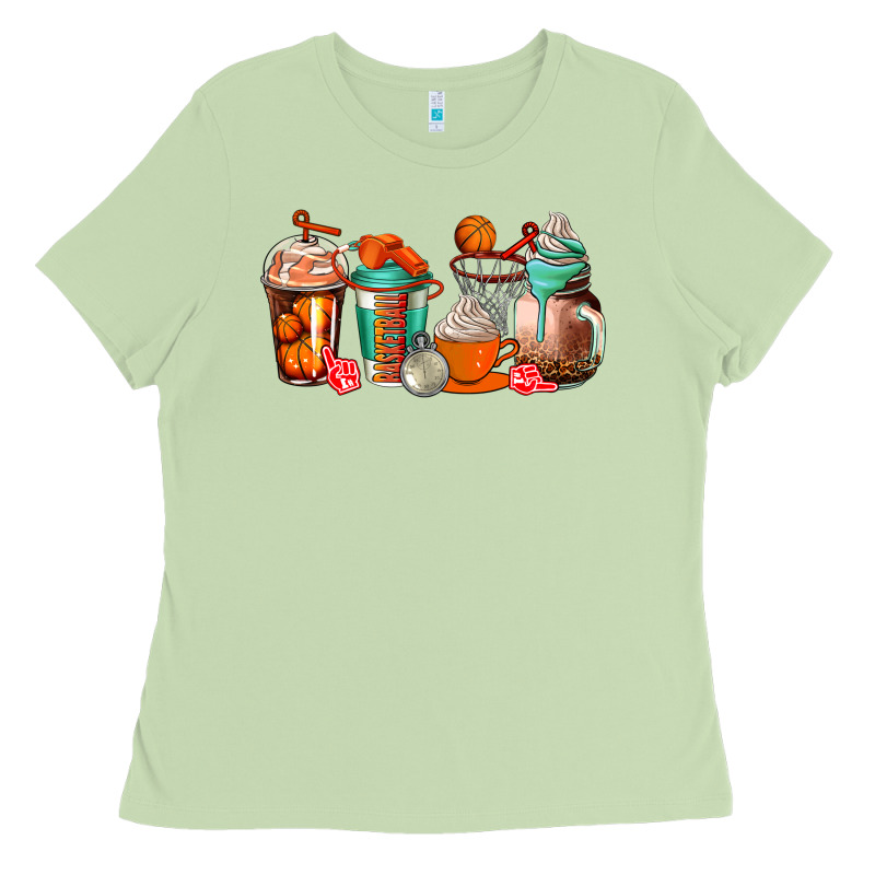 Basketball Coffee Cups Ladies Tee by AdoDesignShop | Teevron