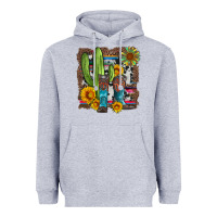 Heather Grey western cactus with cowboy boots and sunflowers Heavyweight Hoodie - Artiststas