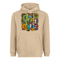 Mushroom western cactus with cowboy boots and sunflowers Heavyweight Hoodie - Artiststas