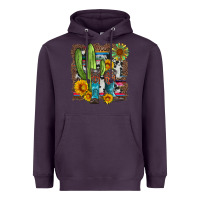 Plum western cactus with cowboy boots and sunflowers Heavyweight Hoodie - Artiststas