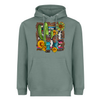 Sage western cactus with cowboy boots and sunflowers Heavyweight Hoodie - Artiststas