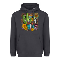 Smoke western cactus with cowboy boots and sunflowers Heavyweight Hoodie - Artiststas