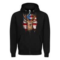 Black deer american flag Zipper Hoodie - JahusDesignShop