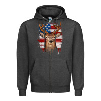 Charcoal Heather deer american flag Zipper Hoodie - JahusDesignShop