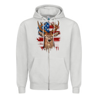 Dove Grey deer american flag Zipper Hoodie - JahusDesignShop