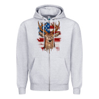 Heather Grey deer american flag Zipper Hoodie - JahusDesignShop